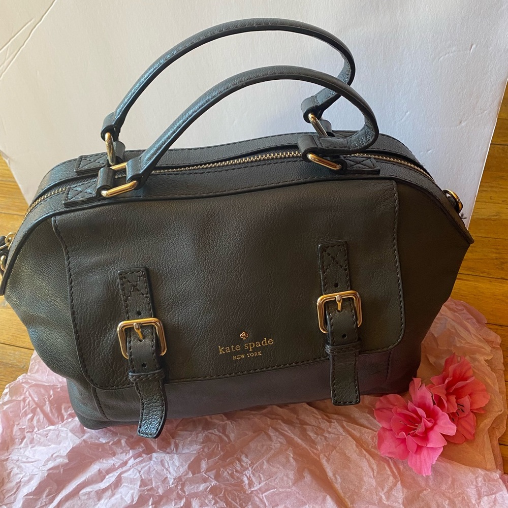 Kate Spade Dark Gray Satchel with Gold Accents